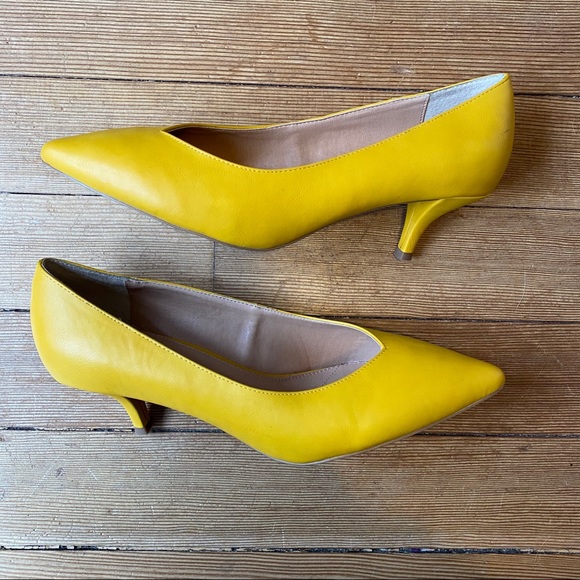yellow kitten heel